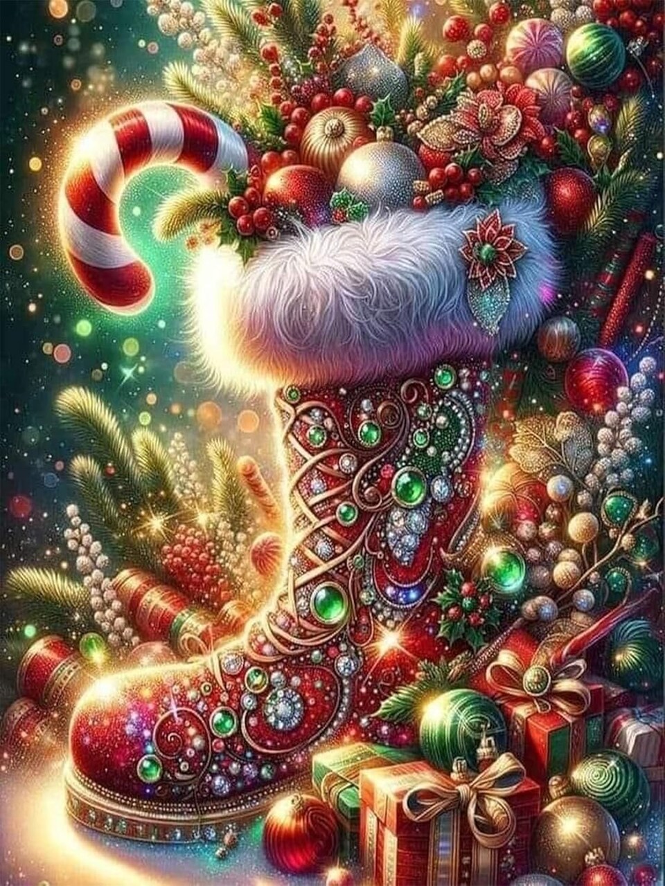 Christmas Diamond Art Kits for Adults (Christmas boots) 5 x 5 x 0.5 inches